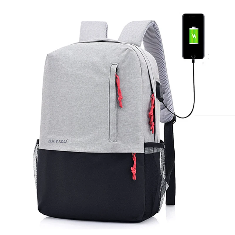 Fashion Men Backpacks USB Charging Laptop Back Packs Computer Teenager