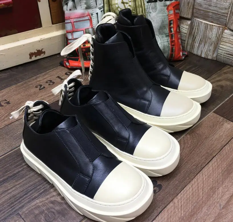 Cuir Bout Bottes Rond Femmes Haut Mode Chaude Chaussures Lacets En Véritable Noir Kaeve Baskets wpHIvzqZ