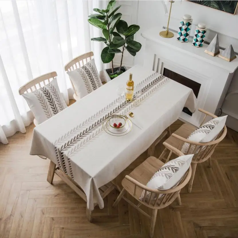 

New Arrivals American Wheat Pattern Embroidery Table Cloth Polyester Waterproof Home Dining Table Cover Coffee Tablecloth ZC061