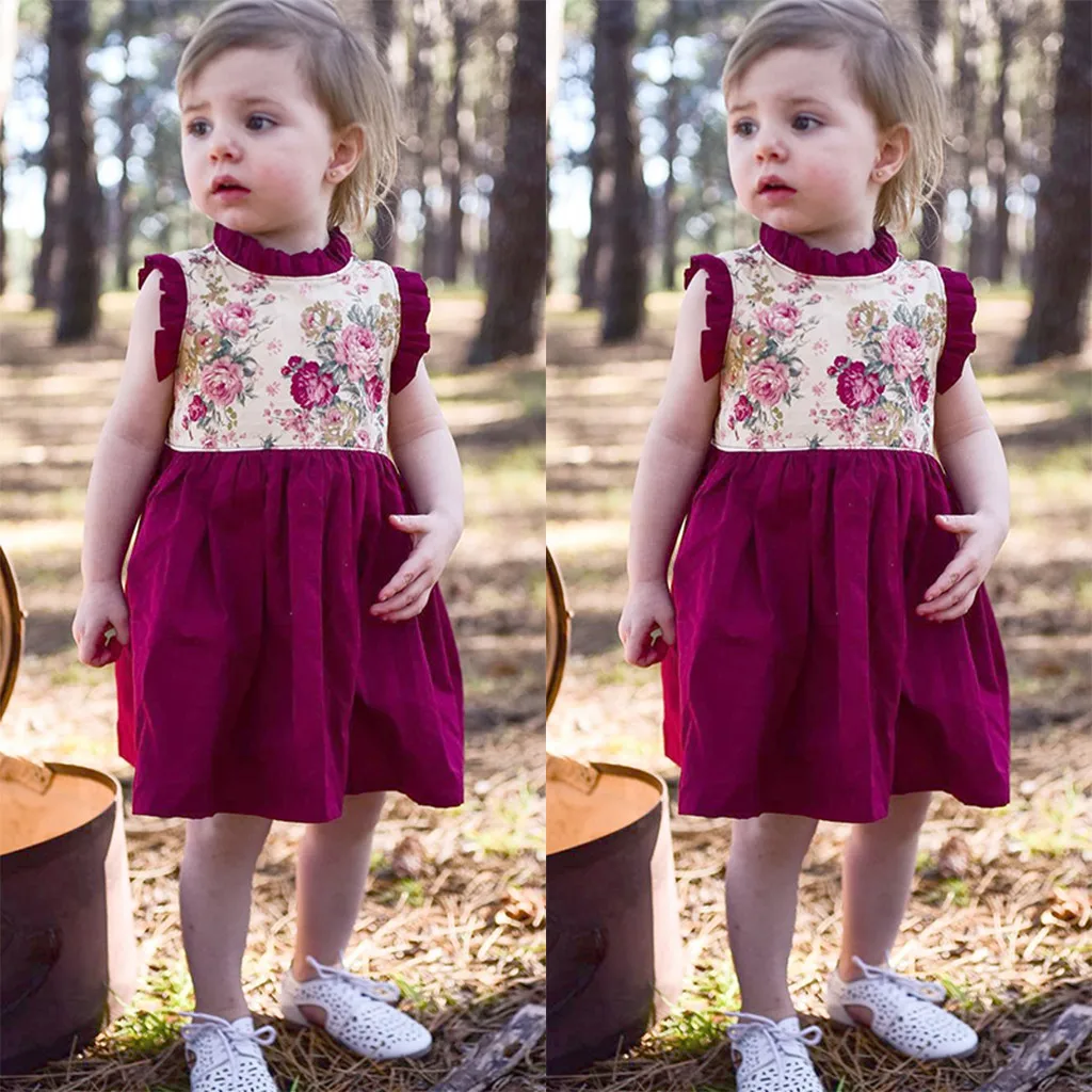 2019 Multitrust Brand Toddler Baby Little Big Sister Matching Girl Floral Romper Party Dresses Christmas Summer Red Sunsuit W614 | Детская