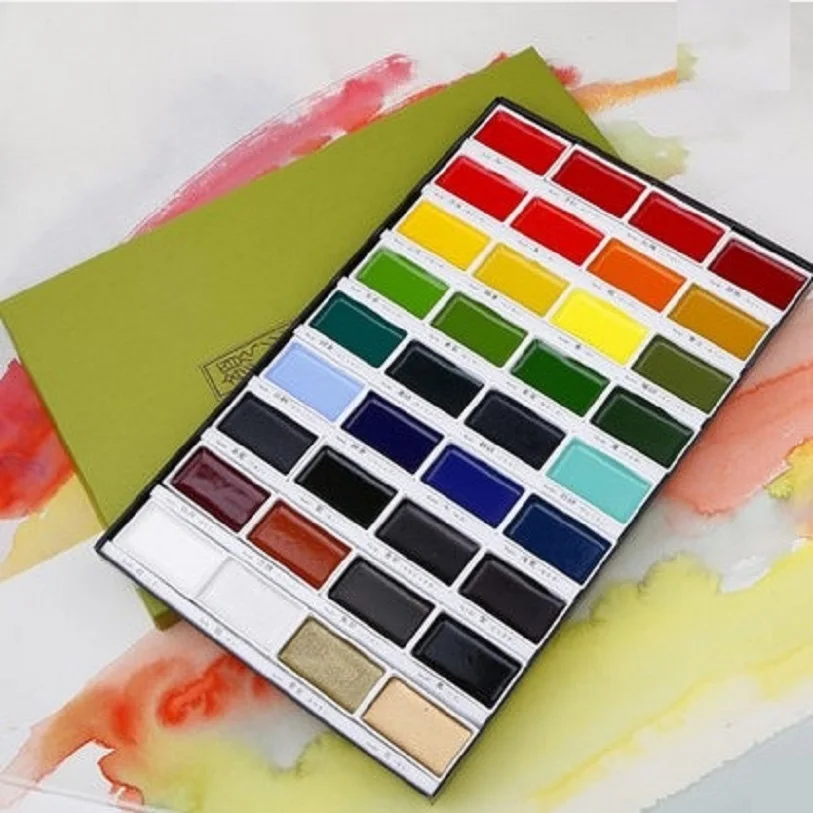 Kuretake solid watercolor paint 12/18/24/36 colors pigment art supplies