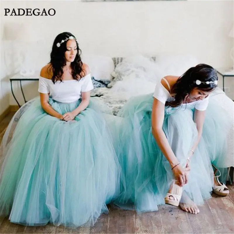 TWO PIECE OFF SHOULDER MINT GREEN BRIDESMAID DRESS FOR WEDDING PARTY