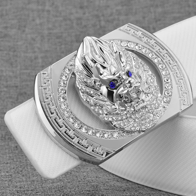 

2019 new Dragon Golden buckle High Quality luxury brand White Grain Retro belt men genuine leather Waist Strap wide Waistband