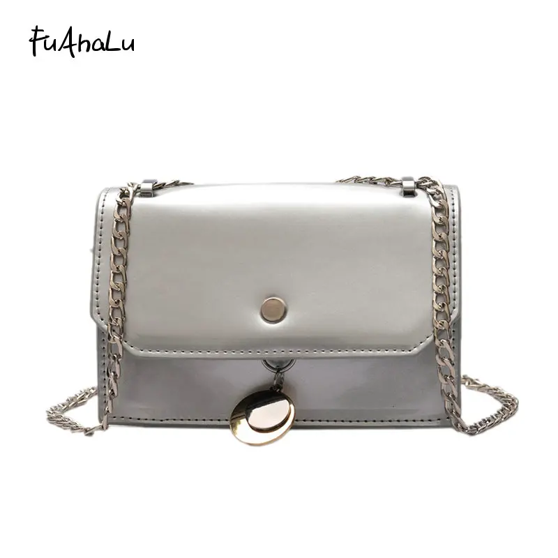 

FuAhaLu new fashion wild package Korean simple chain small square bag buckle shoulder Messenger bag