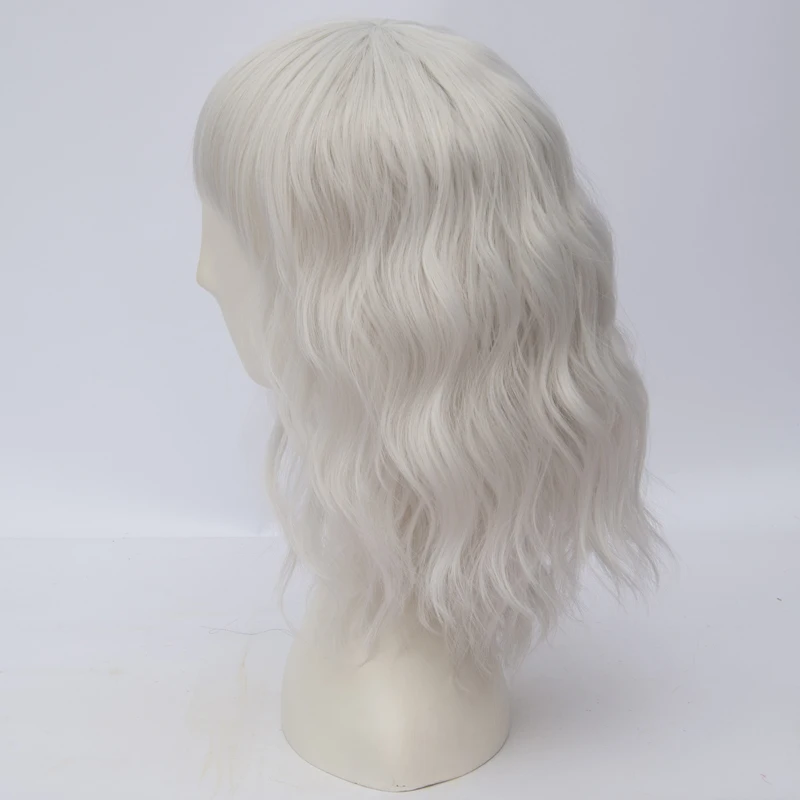 Синтетический Лолита 35 см короткий кудрявый Серебряный Белый знаменитостей женщин косплей парик термостойкий+ парик колпачок
