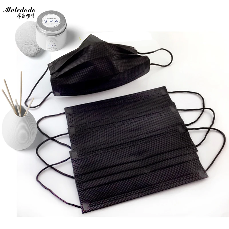 

Moledodo 10Pcs/bag Disposable Non Woven Black Face Mask Medical Dental Earloop Anti-Dust Flu Mouth Mask Pm2.5 Disposable mask