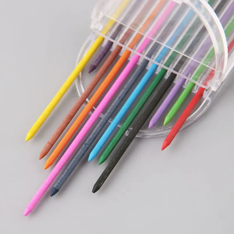12 шт. 2,0 мм механический карандаш цвета 2B графитовые наполнители проект для рисования и письма крафт книги по искусству карандаш для рисования эскизов пополнения канцелярские