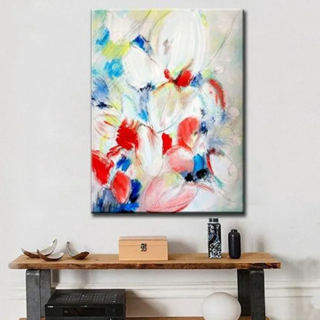 hand painted abstract knife flower oil painting on canvas handmade