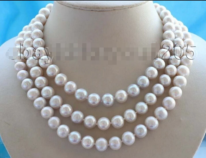 

******** 48" Longest Genuine Natural 11mm little gray Round Pearl Necklace 9k #f1623!