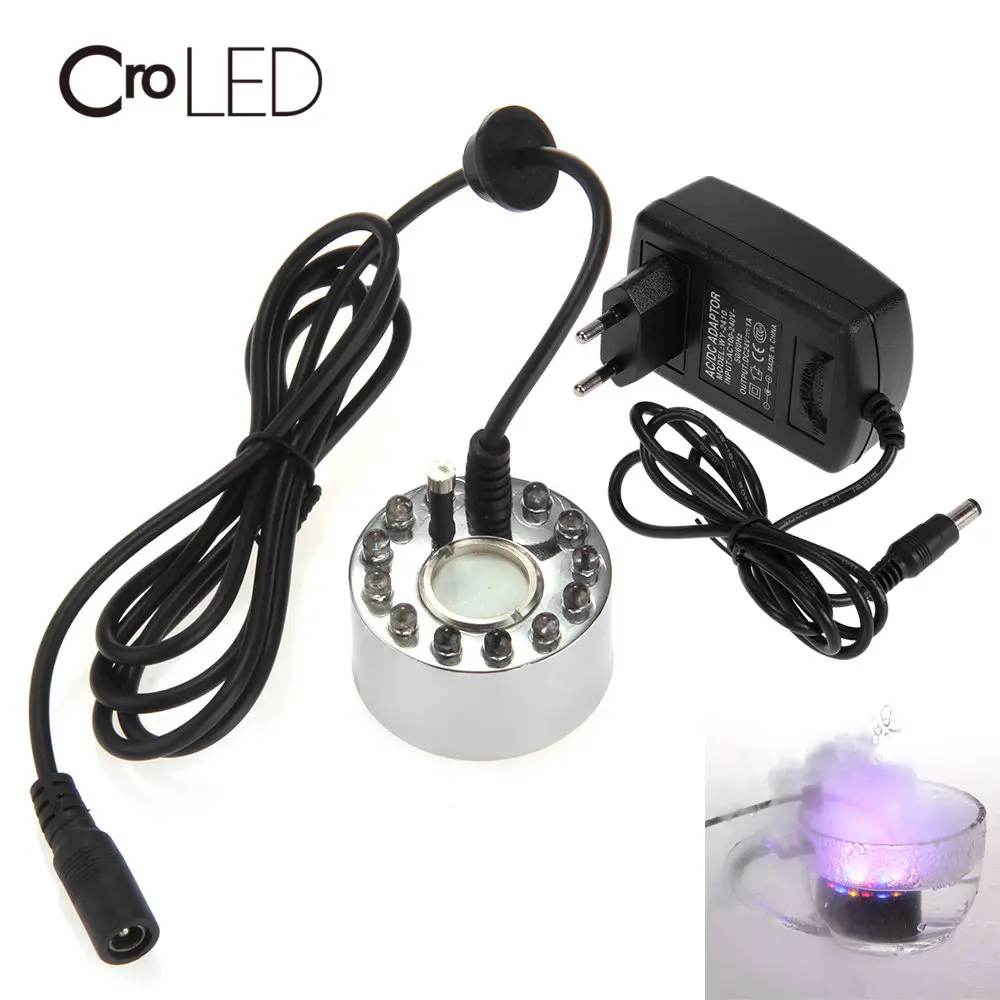 

RGB 12 LED Ultrasonic Mist Maker Fogger Humidifier Water Fountain Pond 400ML/H night light