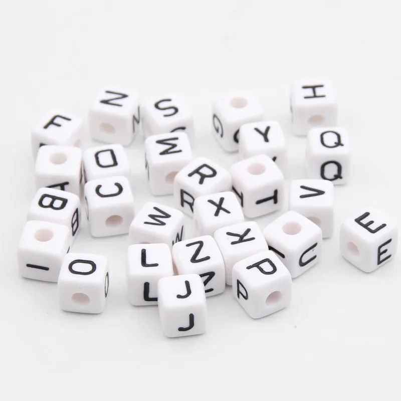 550 шт, кубические бусины с буквами алфавита "A-Z", белые, 10x10 мм, Детские Прорезыватели, ожерелье и соска, акриловые бусины с буквами