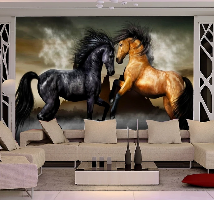 

DIY Custom horse wallpapers 3D oil painting horse for the living room bedroom TV background wall High quality canvas wallpaper