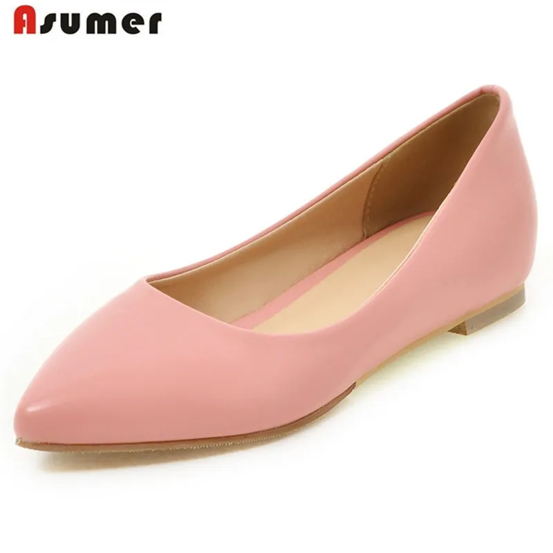 

ASUMER 6 Colors women shoes pointed toe solid big size 33-45 flats boat shoes height increasing single shoes shallow fashion