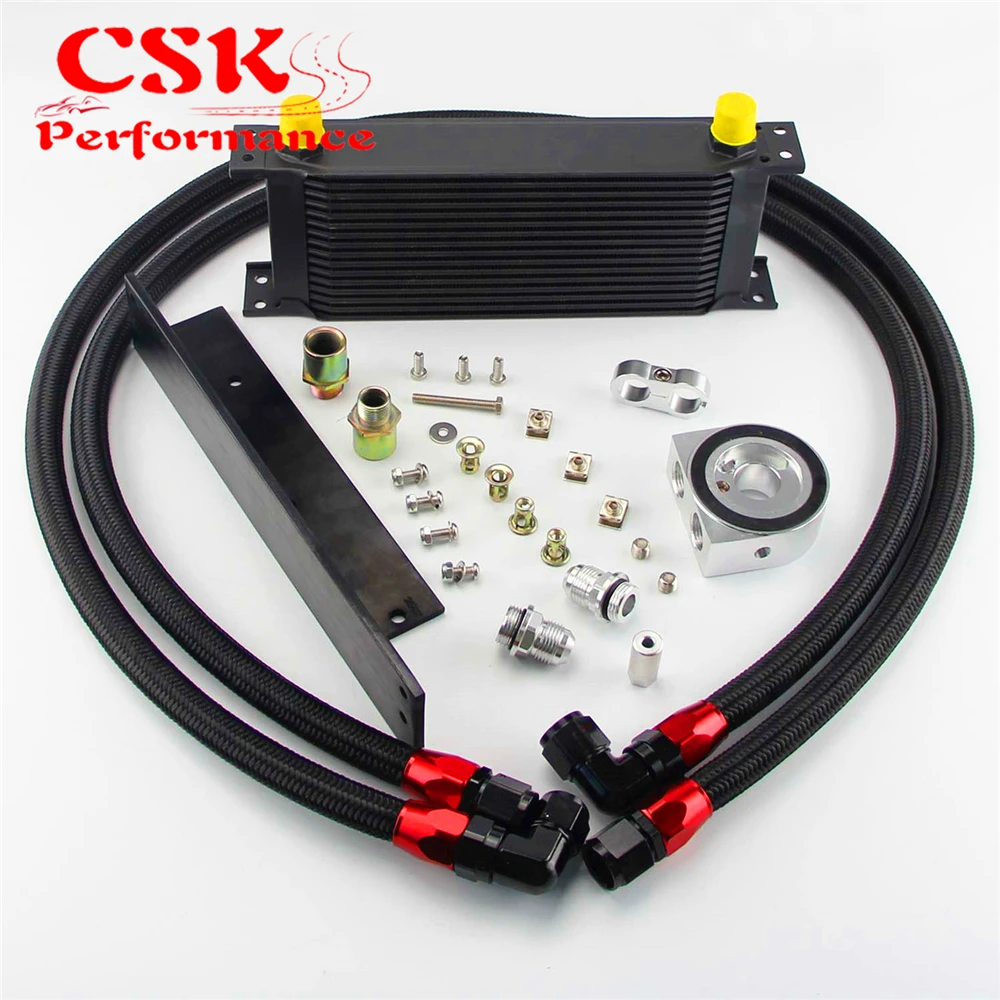 

16 Row Bolt On Oil Cooler Kit Fits For Nissan Fairlady 03-08 350Z VQ35 / 2009-2014 370Z VQ37 Black / Silver