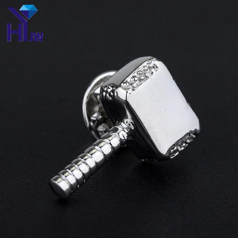 

HEYu New Fashion Thor Hammer Brooch Cool Marvel Comics The Avengers Hammer Mini Model Pin Brooch For Party Dress Jewelry