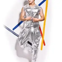 S-5XL Новинка, 3 предмета, Мужская певица, одежда DG BIGBANG диджей, модный жилет с блестками и жилет, штаны Гарун, Мужские Сценические костюмы