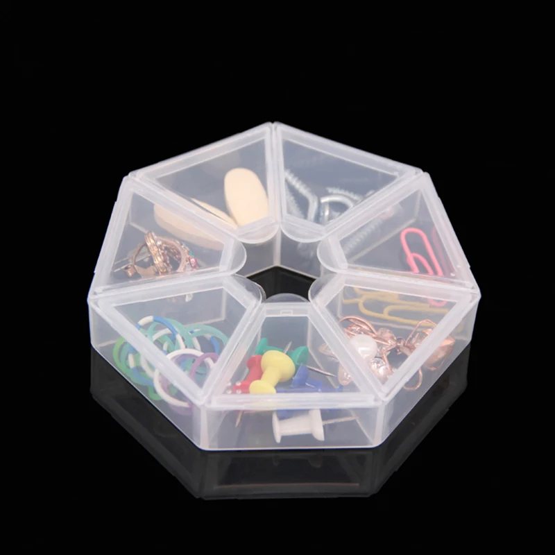 

DINIWELL 7 Grids Plastic Storage Box Jewelry Case Beads Pills Nail Art Transparent Organizer Storage Box For Office Home