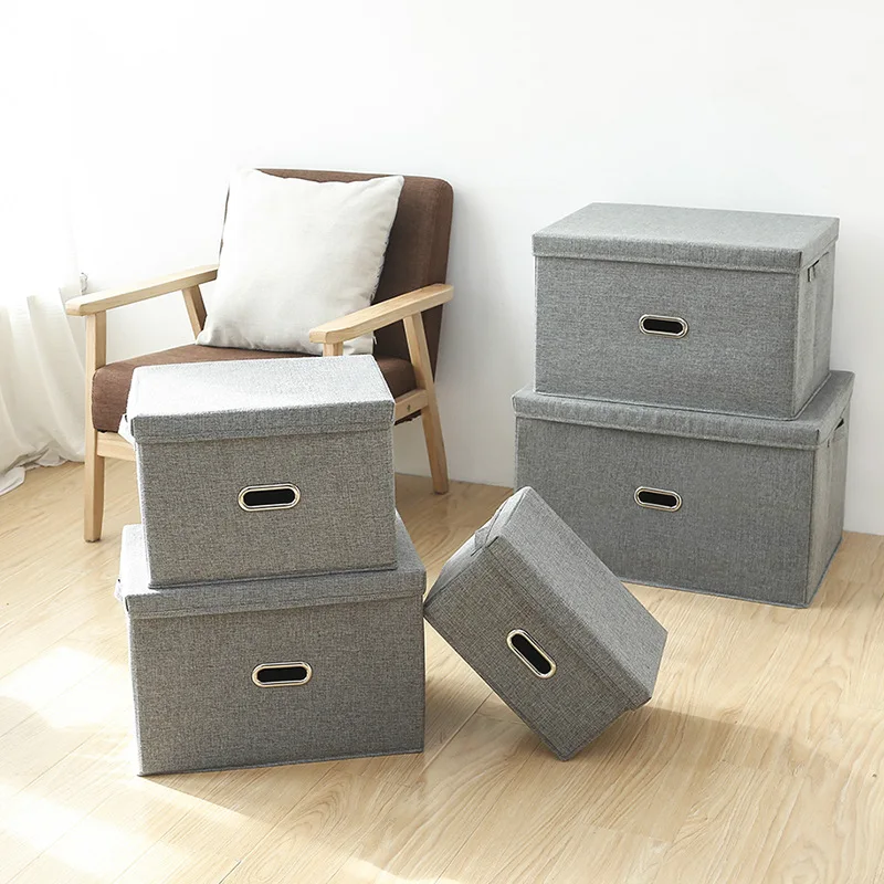

YINUO Canvas Storage Boxes Lid Closet Cloths Quilt Organizer Box Big Capacity Home Clothing Organizers Wardrobe Storage Box