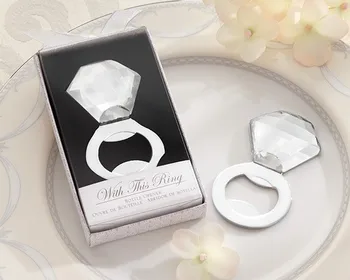 

New Arrival romantic design stainless steel diamond ring beer bottle opener+ free shipping 50pcs/lot +wedding supplies