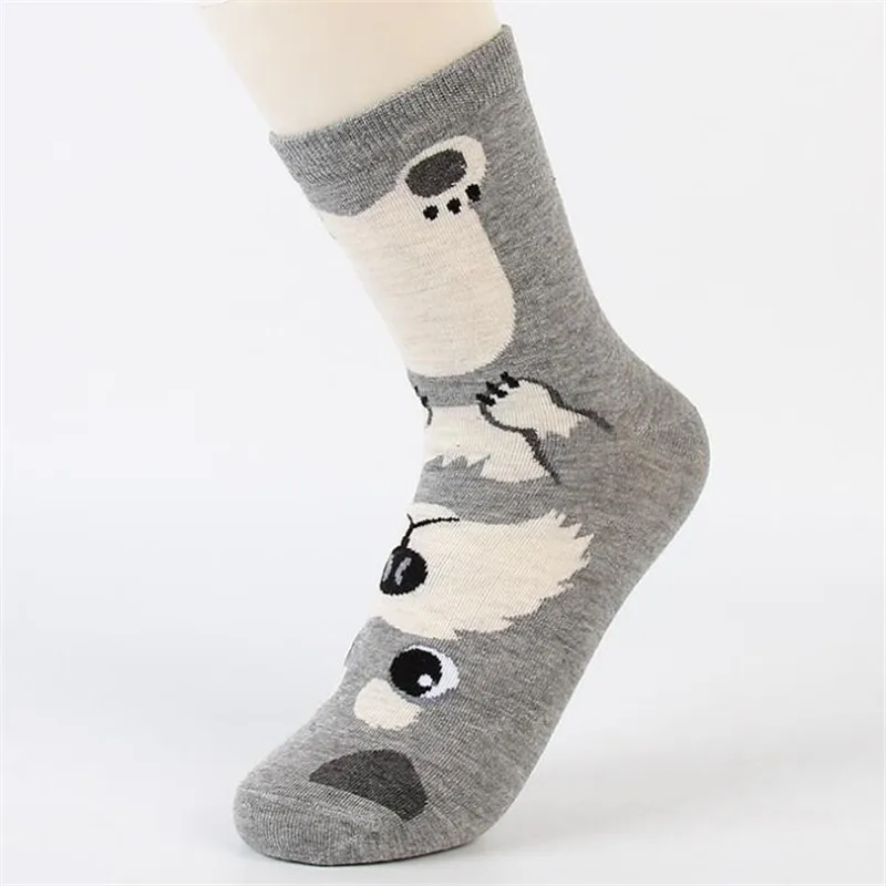 Женские носки, модные хлопковые носки в стиле Харадзюку, милые женские носки с объемным рисунком кота для девочек, милые зимние теплые забавные носки - Цвет: 10