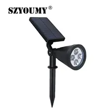 SZYOUMY 4 светодиодный прожектор солнечной энергии наружная садовая декоративная лампа для сада ярд точечный водонепроницаемый портативный светодиодный