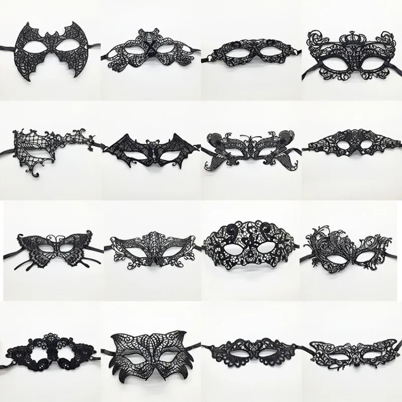 

Women Sexy Lace Eye Mask Black Cutout Cool Flower Party Mask For Masquerade Halloween Venetian Costumes Carnival Anonymous Mardi