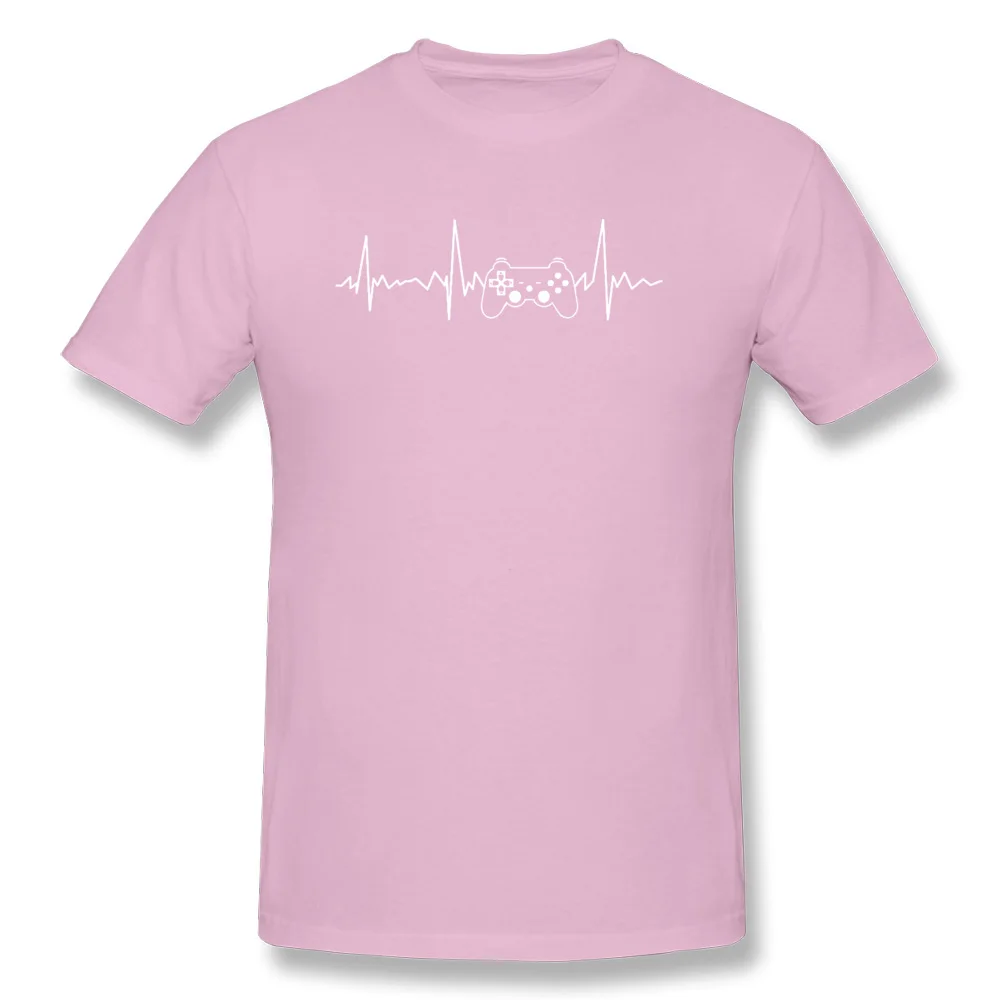 Gamer-heartbeat-for-video-game O-Neck T Shirts Summer Fall Simple Style Tops & Tees Newest 100% Cotton Fabric T Shirts Mens Gamer-heartbeat-for-video-game pink