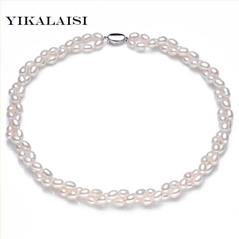 YIKALAISI 2017 925 sterling silver jewelry 5-6 mm 100% Natural Pearl choker White Freshwater Pearl Necklaces for women best gift