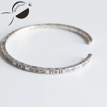 Kissilver S925 чистый серебряный стержень резные с Интайм тонкой ручной работы женский браслет в стиле ретро; в стиле «Богемия»