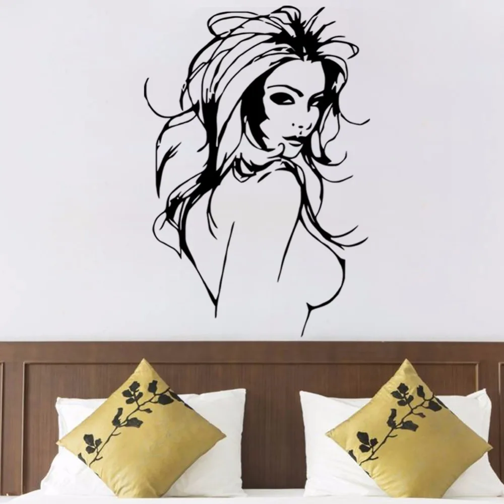 Siyah Seksi Belle K z Duvar kartmalar Ev kartmalar Dekor PVC 