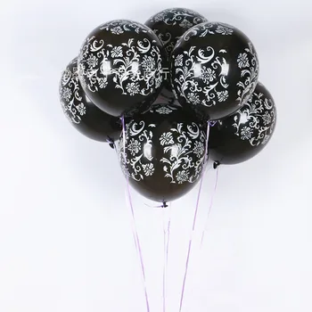 

100pcs Latex Balloons Damask Print Black & White 12" Qualatex Birthday Wedding Party Decoration Latex Balloons Kid Toy