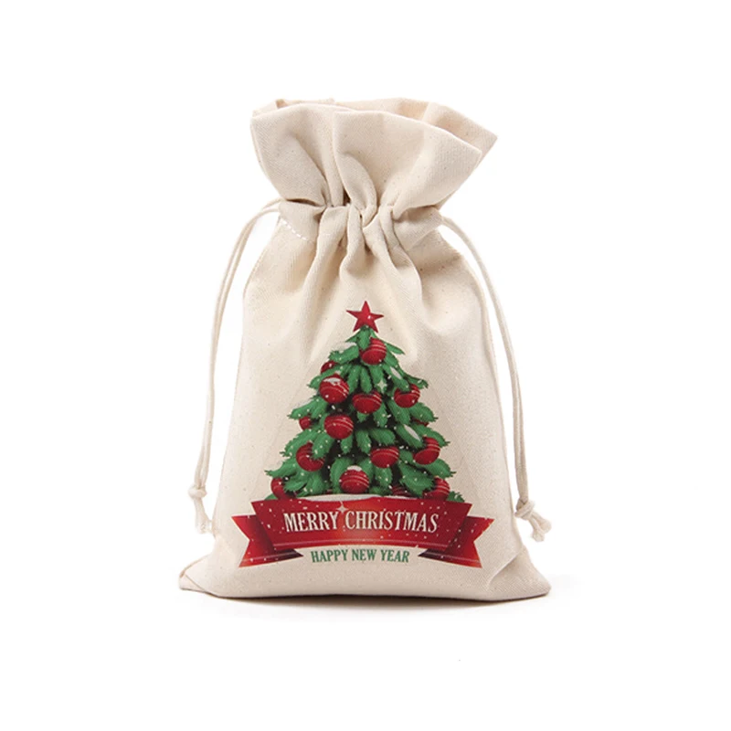 Новогодняя Рождественская конфетка сумка Санта-Клаус с кулиской из парусины Ювелирная Подарочная сумка деревенские винтажные чулки подарочная сумка