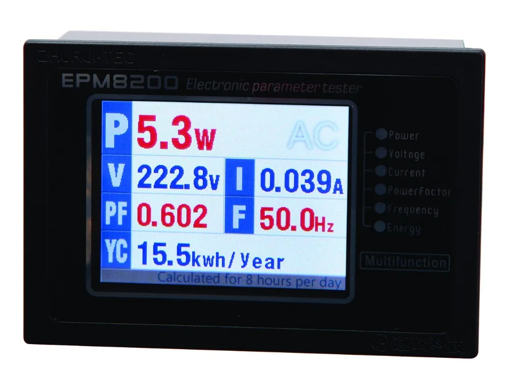 Цветной ЖК дисплей ZHURUI EPM8200 TFT измеритель мощности 1000 Вт/4A 110 В 99999 9kwh 60 Гц|power meter|power
