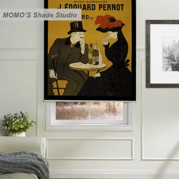

MOMO Painting Blackout Window Curtains Roller Shades Blinds Thermal Insulated Fabric Custom Size,PRB set668-672