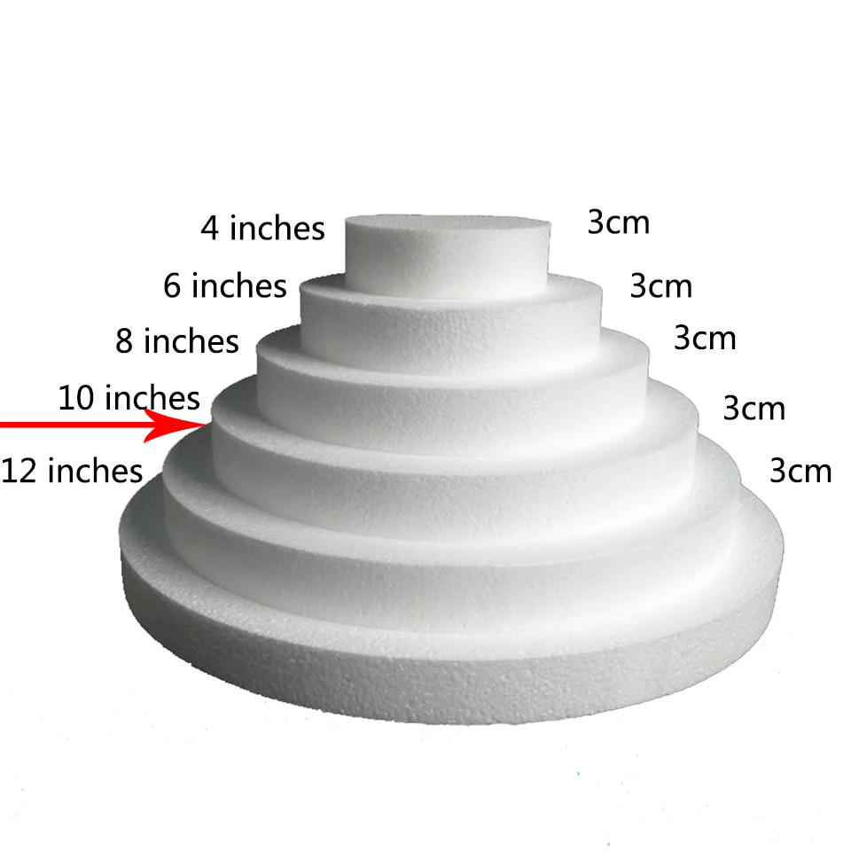 Transhome поднос для торта 4-12 дюймов сверхжесткий Высокоплотный пенопластовый поднос для торта цилиндрический поднос для торта с помадкой Прямая поставка - Цвет: 1 piece of 10 inch