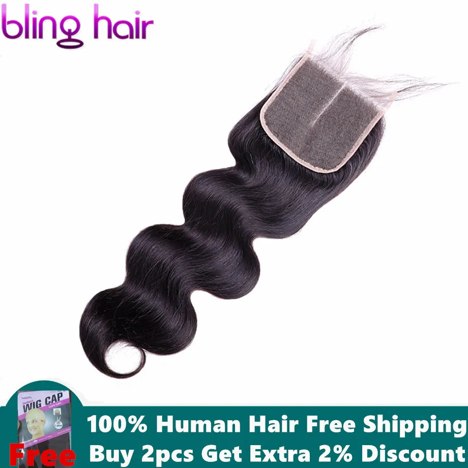 

Bling Hair 5x5 Body Wave Closure Brazilian Hair Middle/Free/three Part Remy Human Hair Closure Natural Color 8-22" Free Shipping
