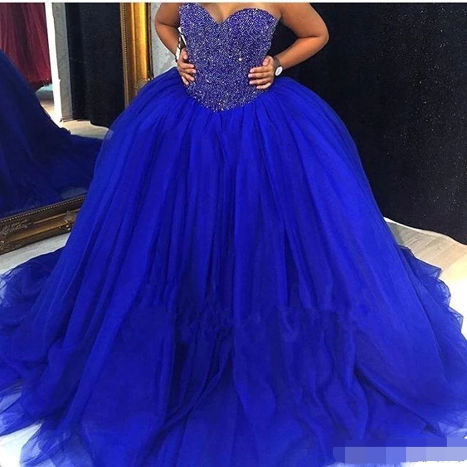 Королевский синий vestidos de 15 anos 2019 Бальные платья сладкий 16 бальное платье платья для выпускного вечера тюль бисером кристаллы принцессы