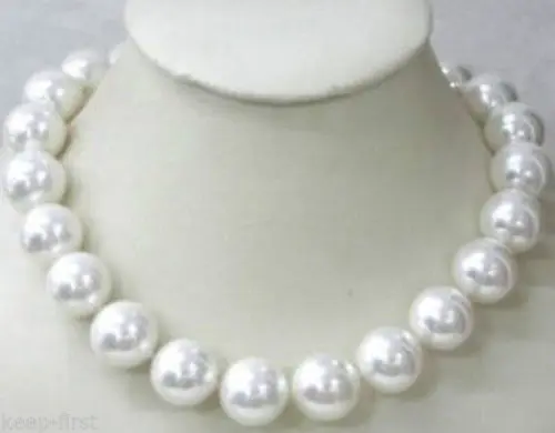 

Hot sale new Style >>>>>Rare 20MM 18" White South Sea Shell Pearl Round Beads Necklace AAA Grade