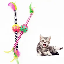 Кошка тизер палочка перо колокола игрушки кошка тизер палку с сизаля веревку и кольцо колоколов забавные кошка полюса игрушки для cat интерактивные игры