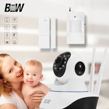 BW Rfid HD 720 P Mini Cámara IP P2P Megapíxeles Lente de Filtro wifi wireless ir-cut visión nocturna por infrarrojos motion & sensor de puerta de alarma