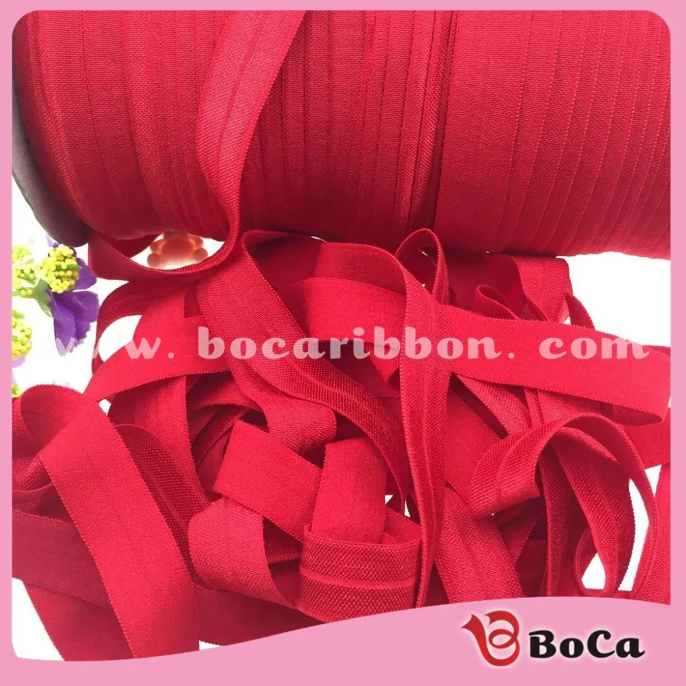 15mm 16mm Solid Fold Over Elastic Ribbon FOE 5/8 inch red color in