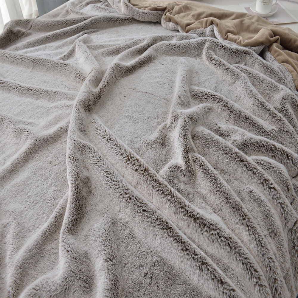 Двойные лица Роскошные Пледы из кроличьего меха плюшевые одеяла для кровати Твин Квин размер зимняя тёплая простыня диван кровать плед одеяла