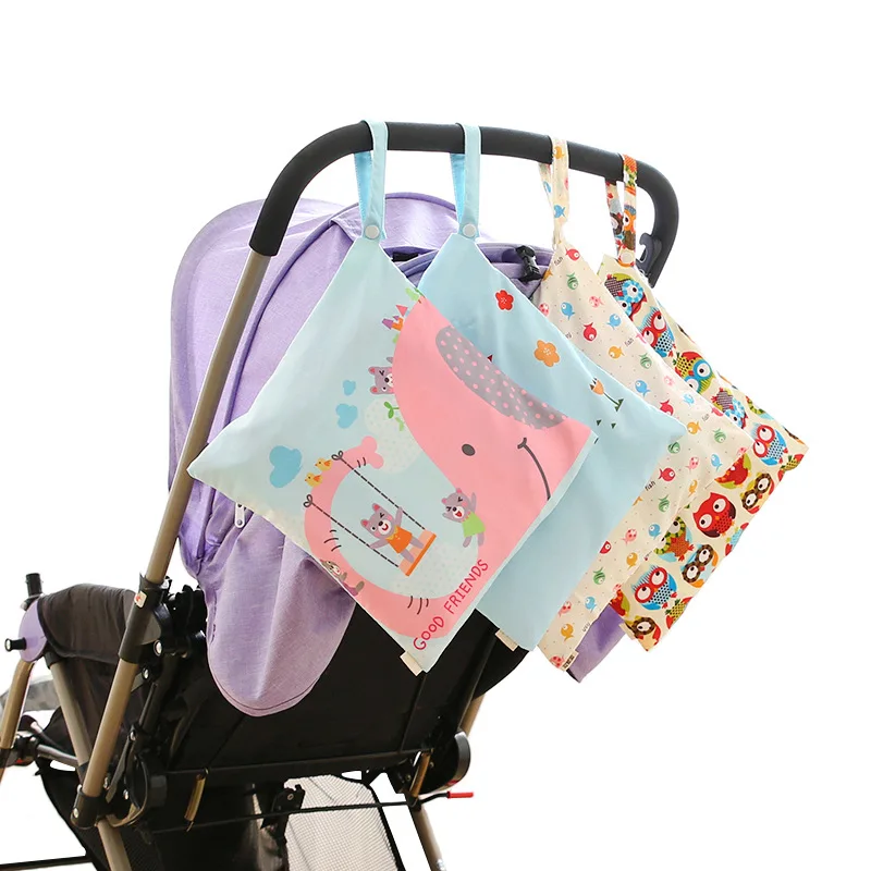 

Waterproof Baby Diaper Bag Cute Print Nappy Bag Travel Wet Dry Bags Small Size 30*28cm Stroller Bag Hanimom