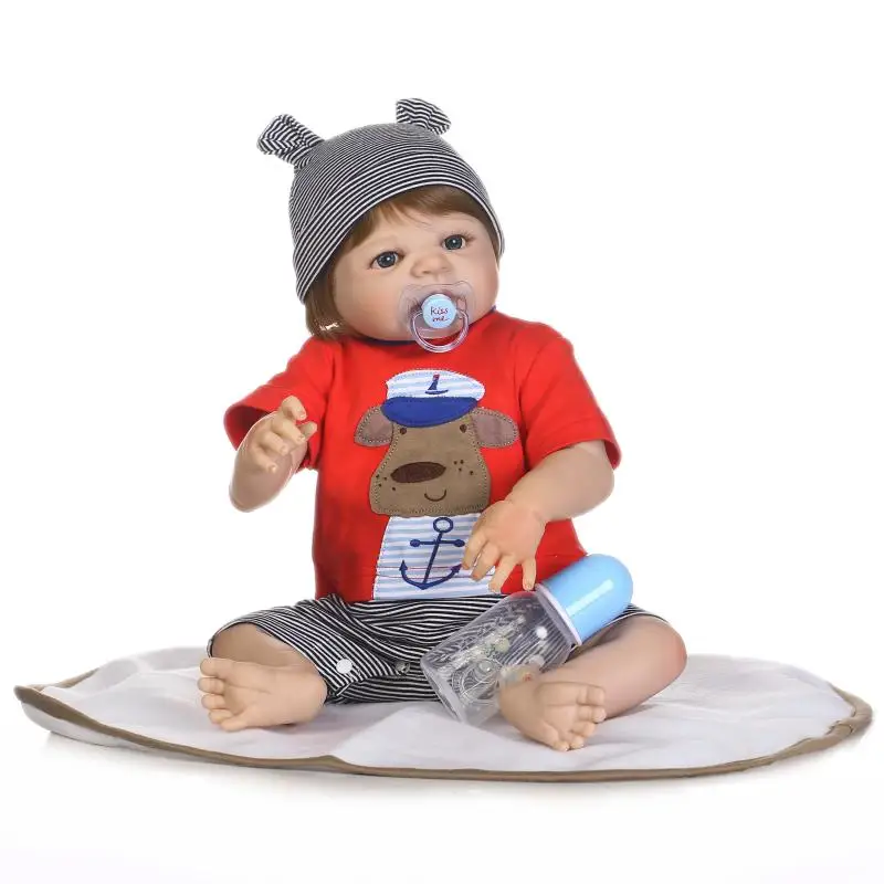 

dolls for children gift with pacifier bottle blanket bonecas 23" Bebe lifelike reborn dolls full silicone body baby reborn
