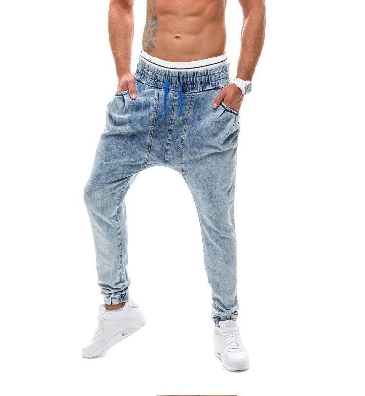 2019 синие джинсы-шаровары Штаны мужские джинсы деним брюки спортивные Штаны длинные джинсовые брюки джоггеры Для мужчин плюс Размеры синие