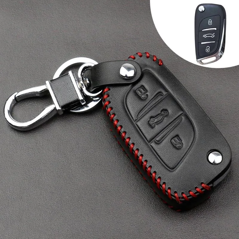 Чехол для автомобильных ключей из натуральной кожи Peugeot 107 207 307 308 407 607 206 208 301 406 408