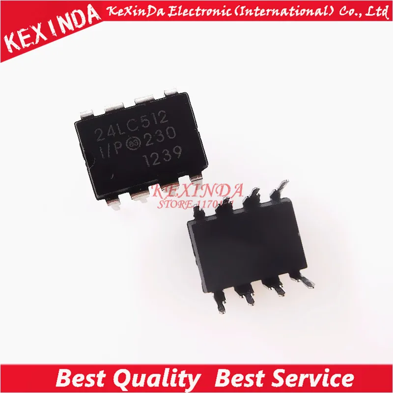 2xMICROCHIP 24LC512 24LC512-I//P EEPROM DIP-8 IC NEW