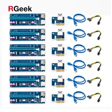 6 pçs dourado ver009 usb 3.0 pci-e pcie riser ver 009s express 1x 4x 8x 16x extensor riser adaptador cartão sata