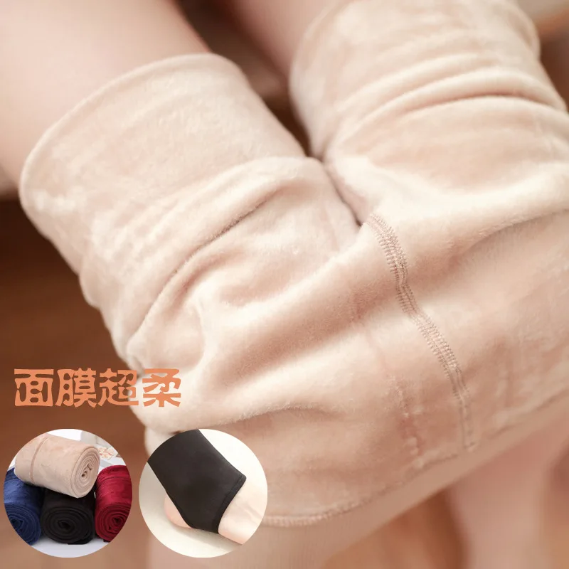 

iurstar Winter Women's Warm Bottom socks High Waist Thick Velvet Bottom Socks Solid All-match Warm Pantyhose Women