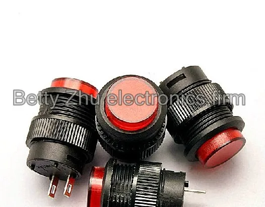 50PCS/LOT Self locking switch button switch / R16 503A red round 16MM